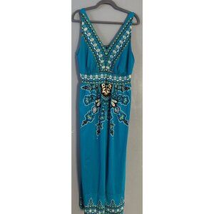 INC Womens 1X Teal Printed Maxi Dress Boho Maxi Dress Plus Size Resort Summer